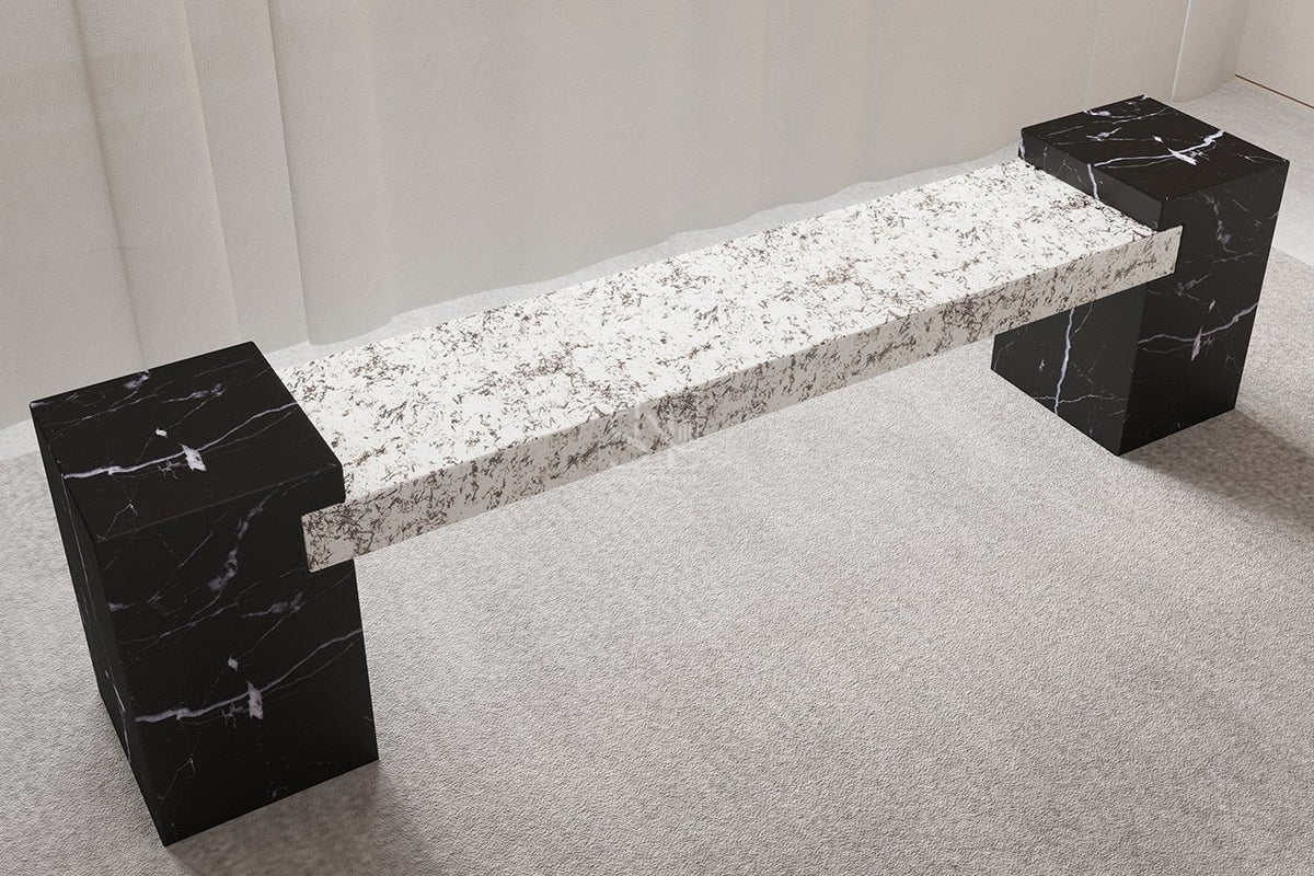 Corridor hand-carved solid marble bench by Stone Atelier By SKL