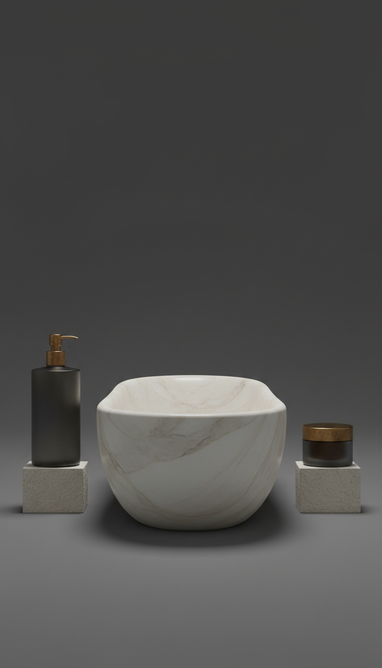 Handcrafted marble bathtub