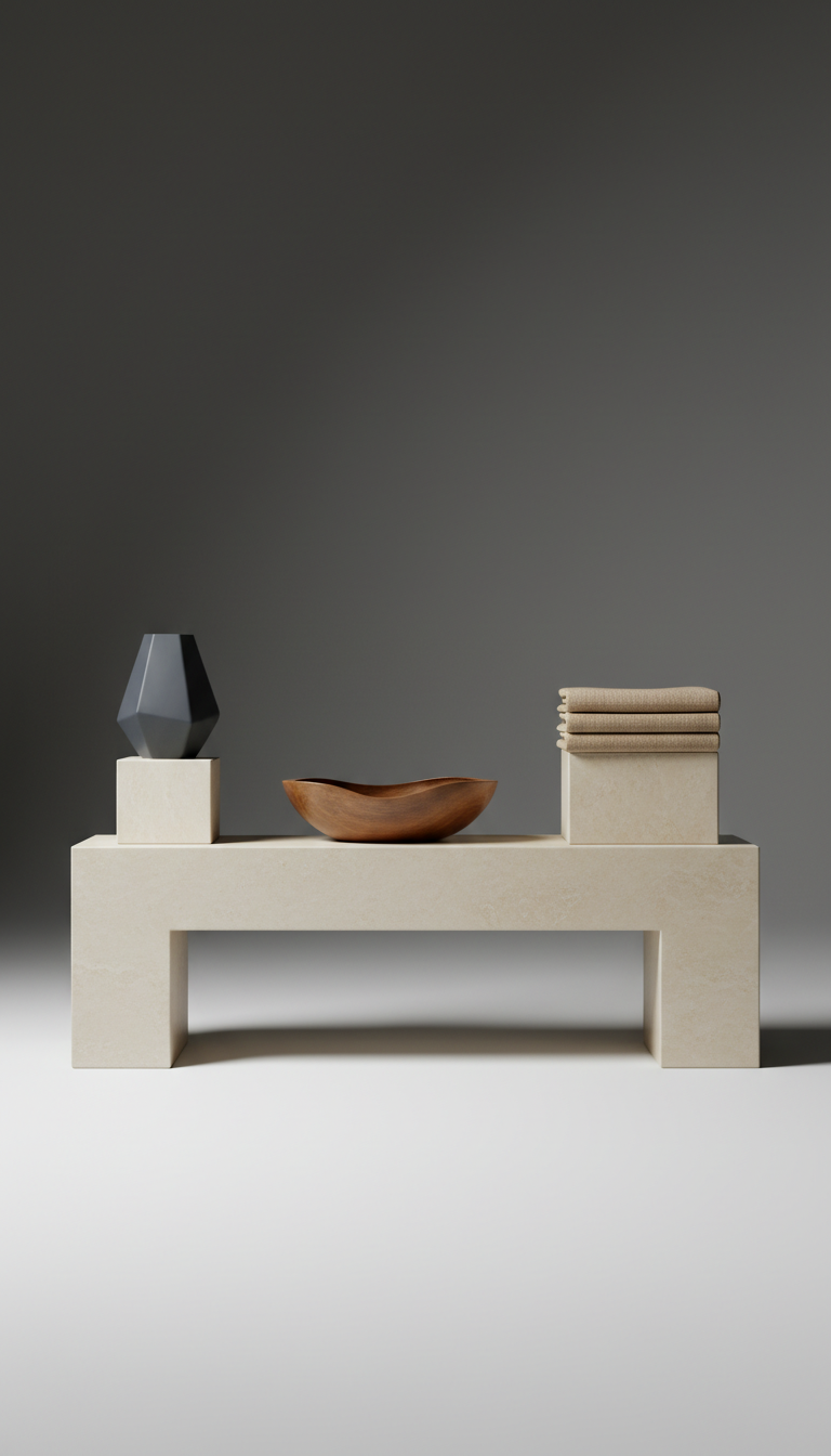 Minimalist limestone bench