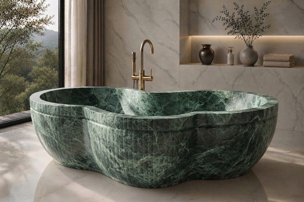 Forest Green Marble Aurelia stone bathtub