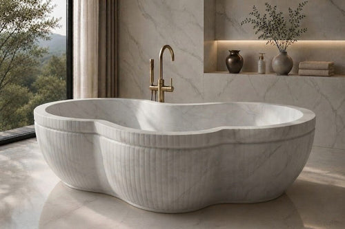 Taj White Marble Aurelia stone bathtub