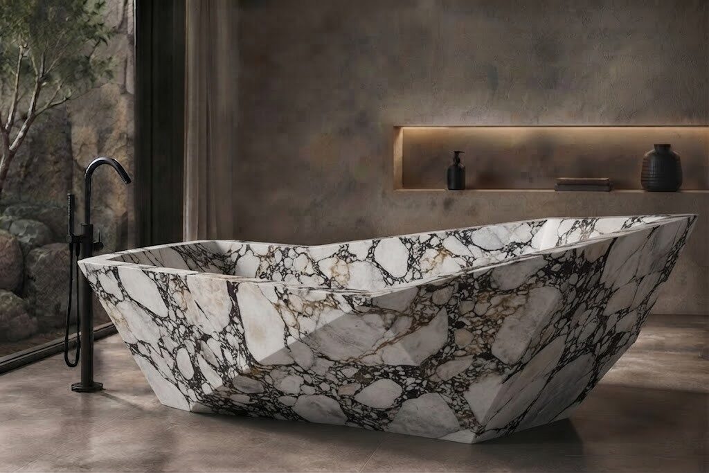 Calacatta Viola Marble Diamond Cut stone bathtub