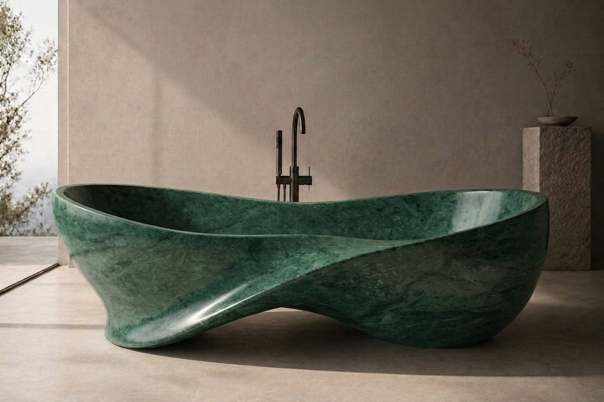 Forest Green Marble Entwined Strata stone bathtub