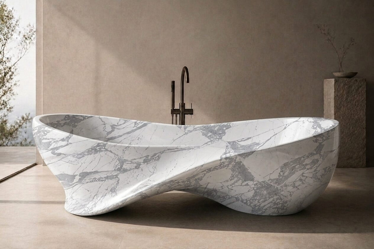 Italian Statuario Marble Entwined Strata stone bathtub