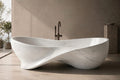 Taj White Marble Entwined Strata stone bathtub