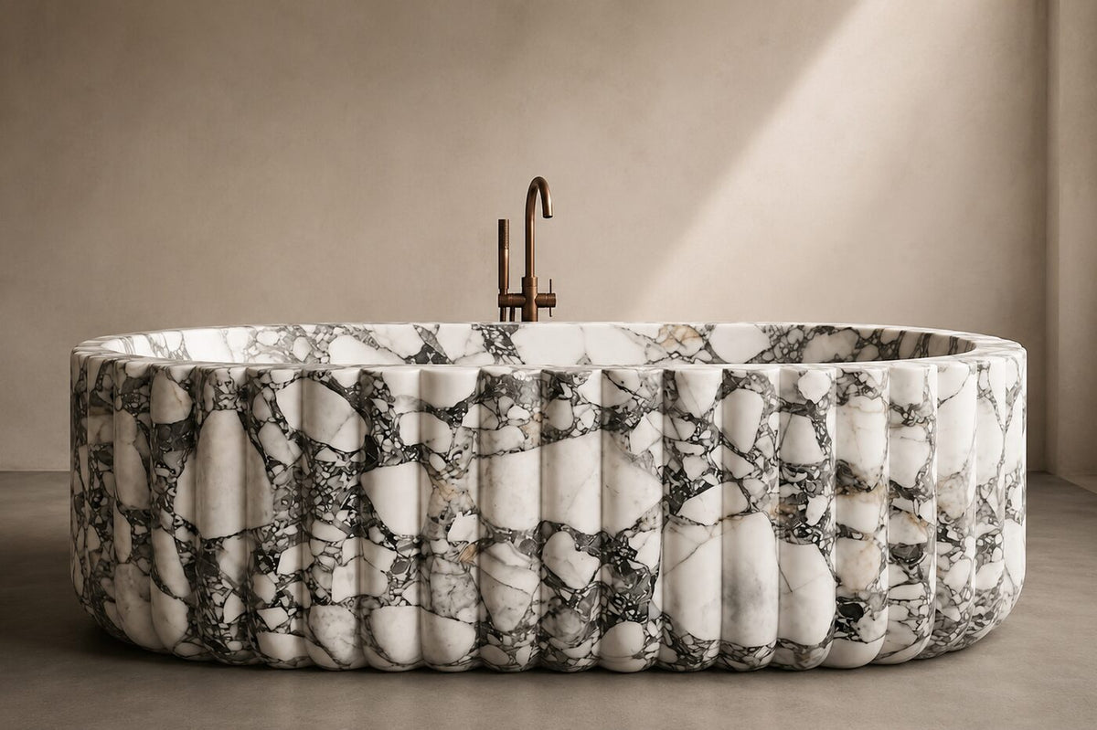 Calacatta Viola Marble Fluid Shape stone bathtub