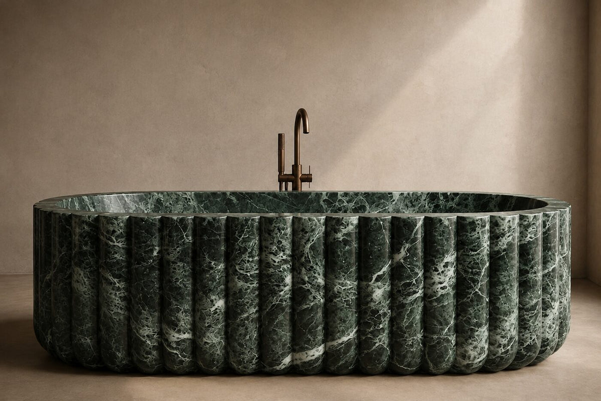 Forest Green Marble Fluid Shape stone bathtub