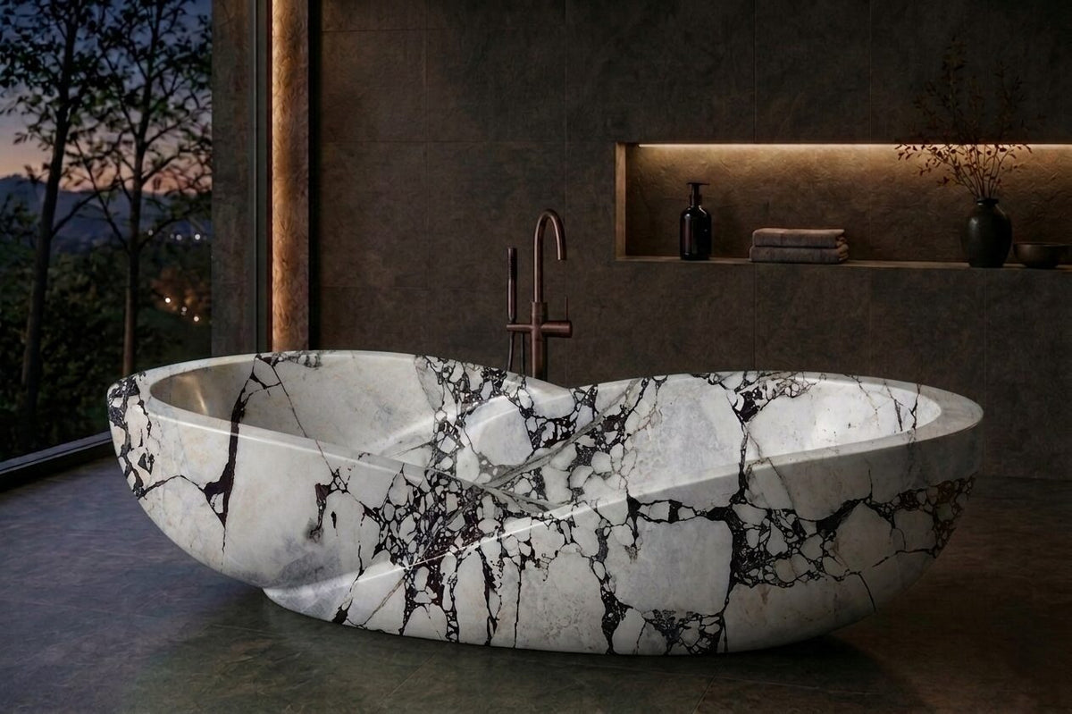 Calacatta Viola Marble Fluted stone bathtub