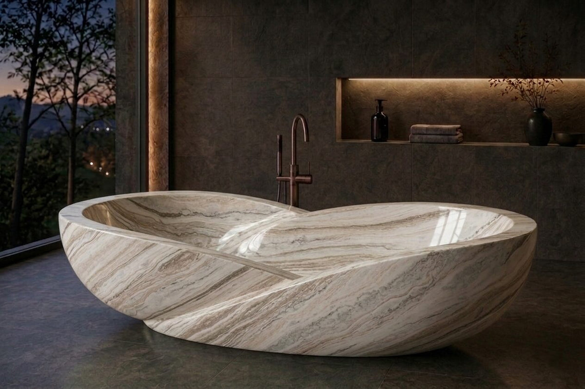 Fantasy Brown Marble Fluted stone bathtub