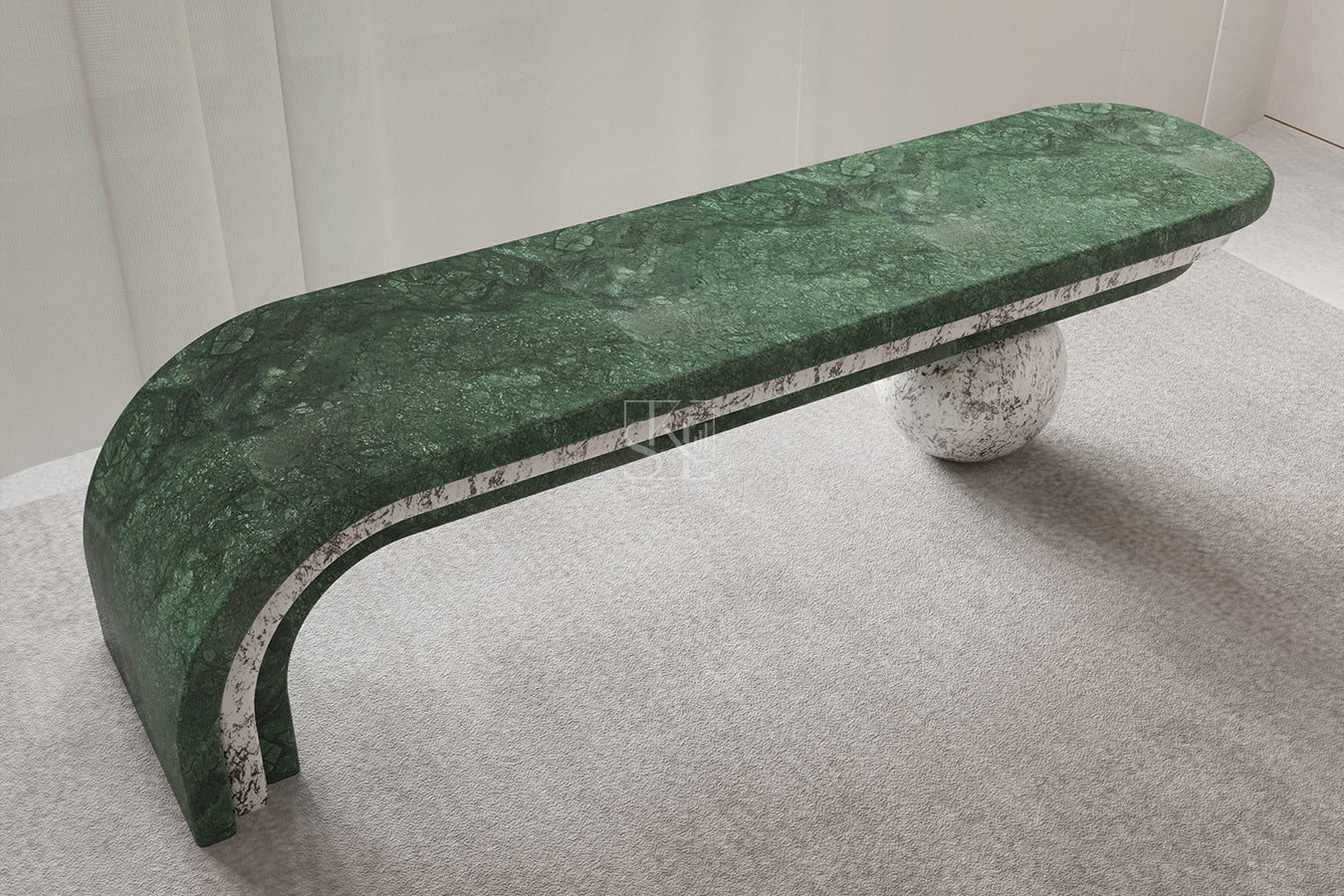 Football sculptural curved marble bench