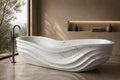 Taj White Marble Infinity Wave stone bathtub