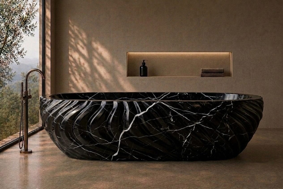 Black Marquina Marble Obsidian stone bathtub