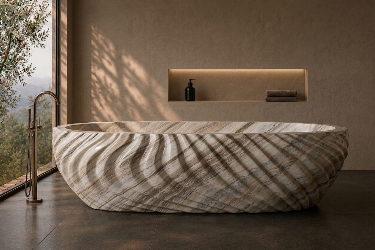 Fantasy Brown Marble Obsidian stone bathtub