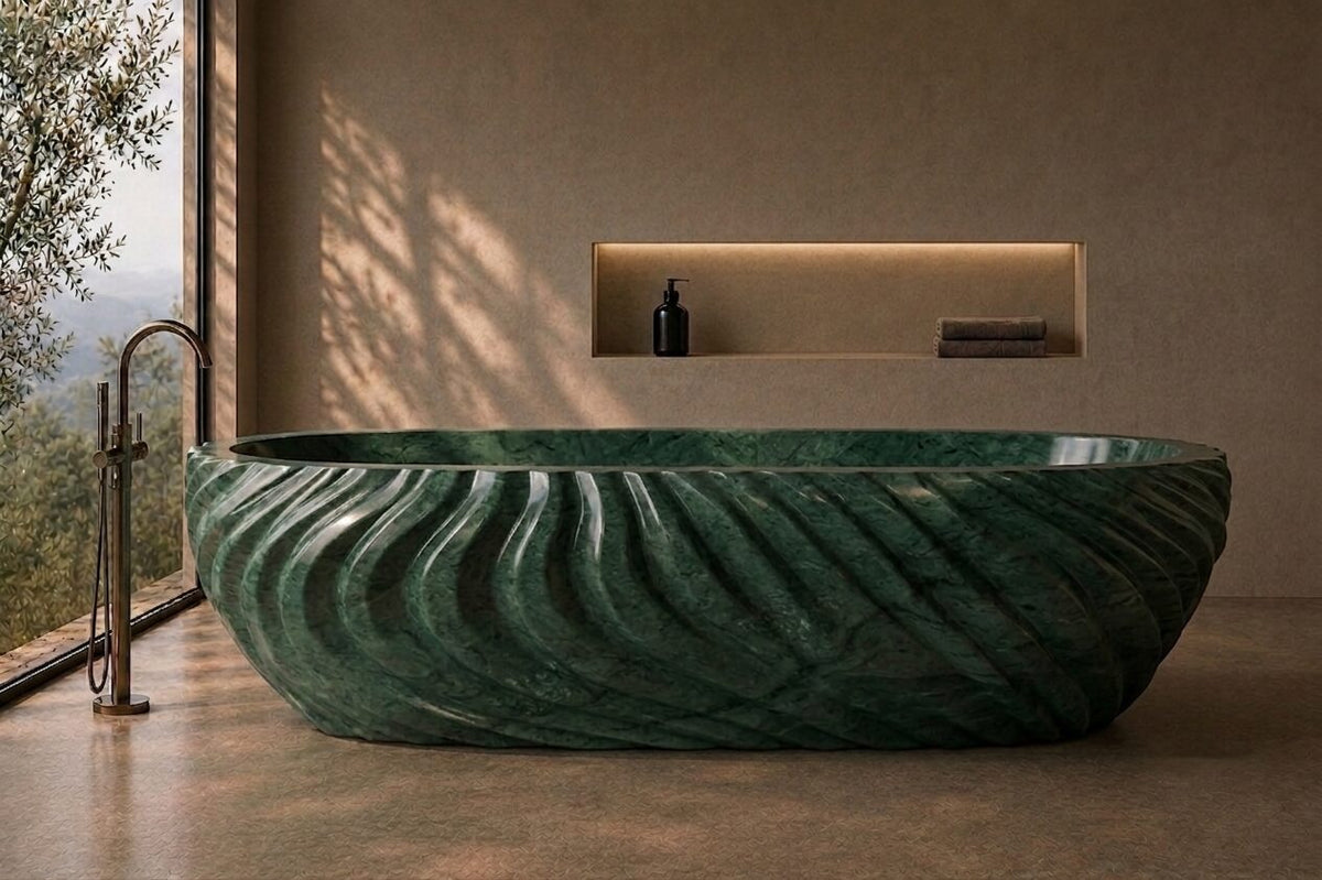 Forest Green Marble Obsidian stone bathtub