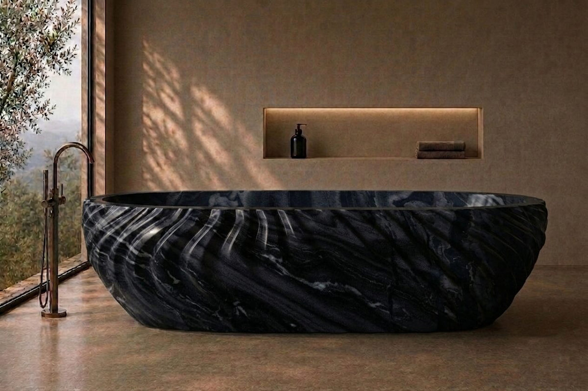 Indian Black Marble Obsidian stone bathtub