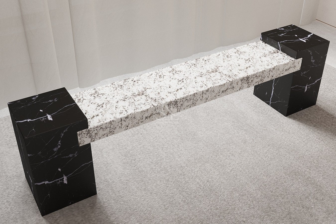 Corridor hand-carved solid marble bench