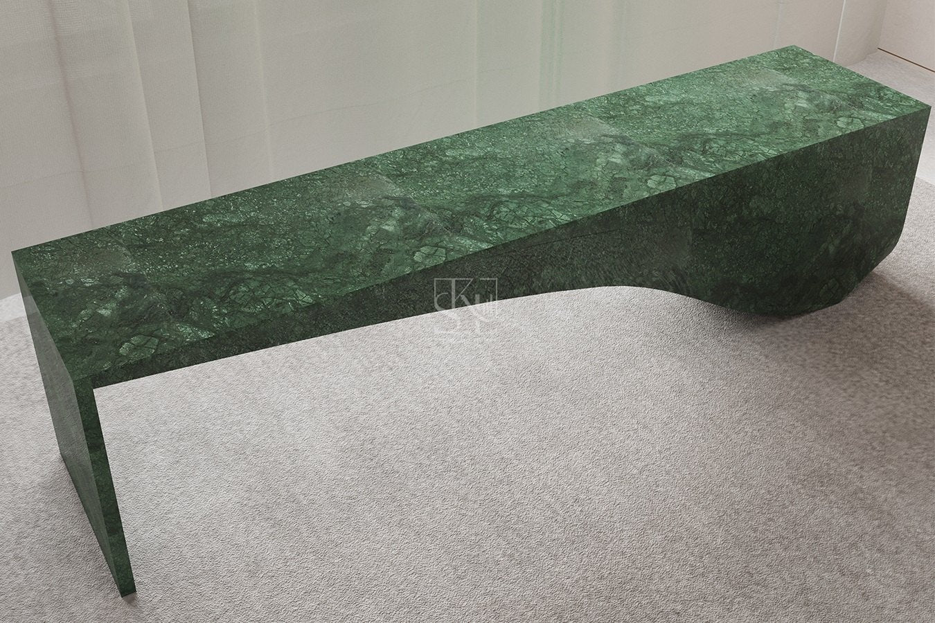 Instrumental waisted marble bench with hollowed seat