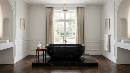 Indian Black Marble compact stone soaking bathtub