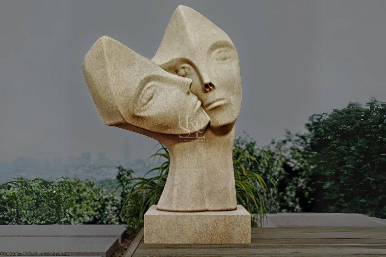 Hand-carved natural stone sculpture