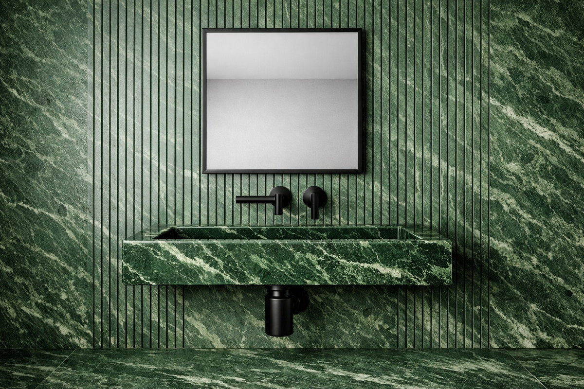 Forest Green Marble hand-carved Cascada stone basin