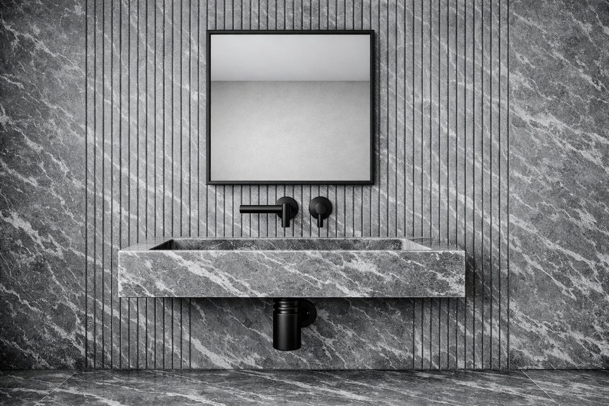 Indian Grey Marble hand-carved Cascada stone basin