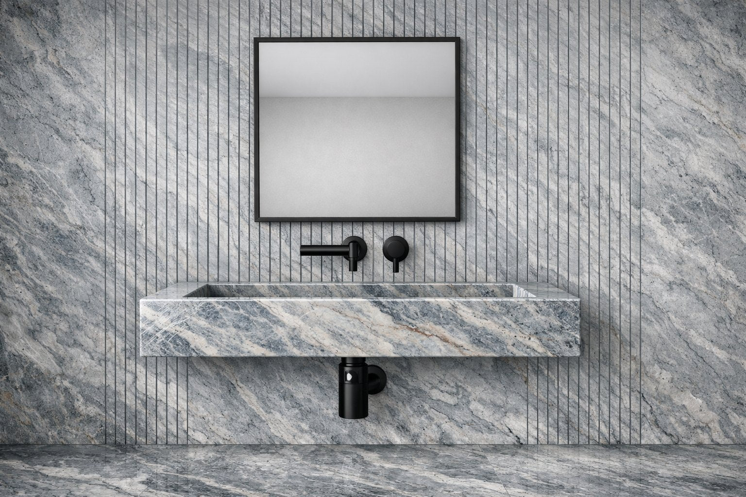 River Blue Marble hand-carved Cascada stone basin